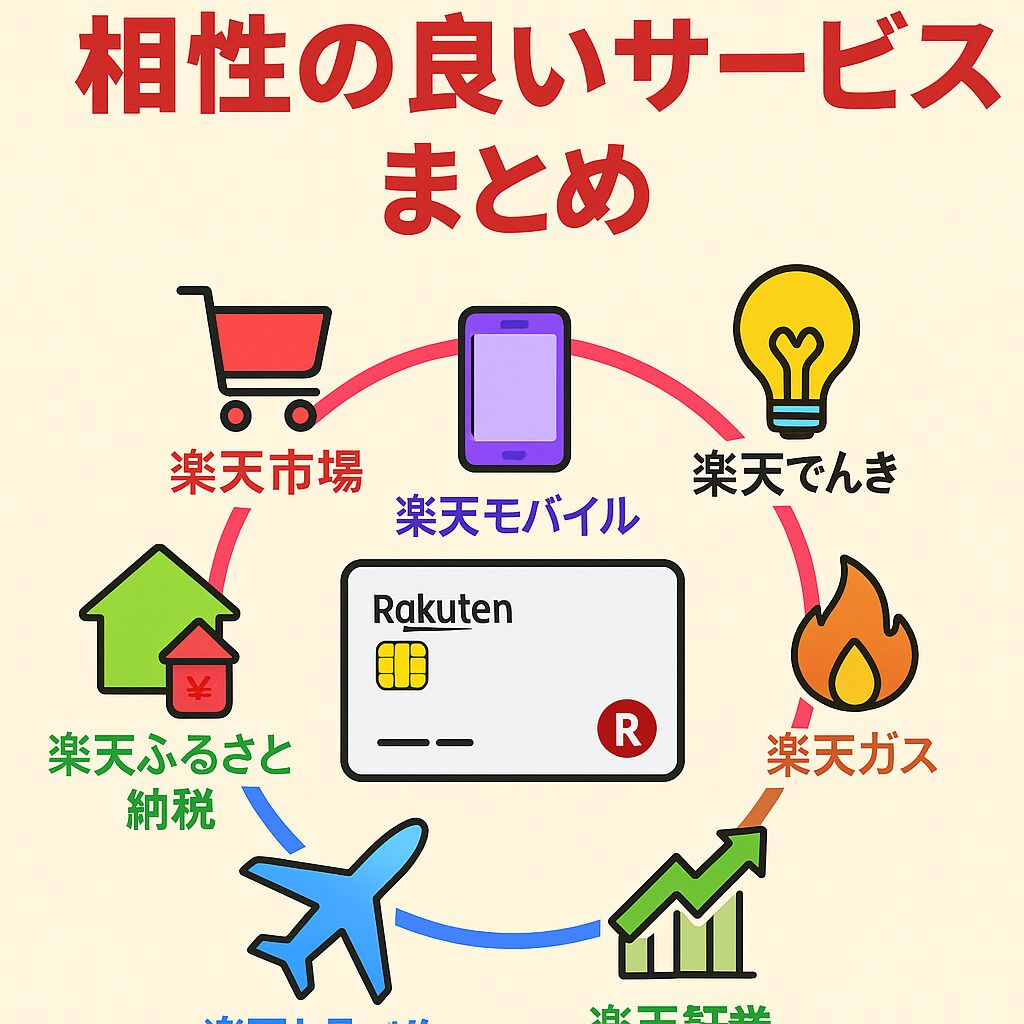 楽天カードと相性の良いサービスまとめ（楽天市場・楽天モバイル・楽天でんき・楽天ガス・楽天銀行・楽天ふるさと納税など）