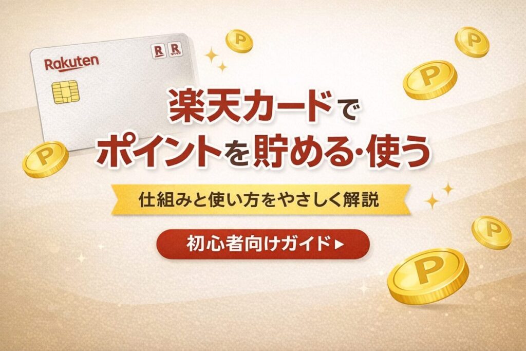 楽天カードでポイントを貯める・使う仕組みと使い方をやさしく解説したアイキャッチ画像