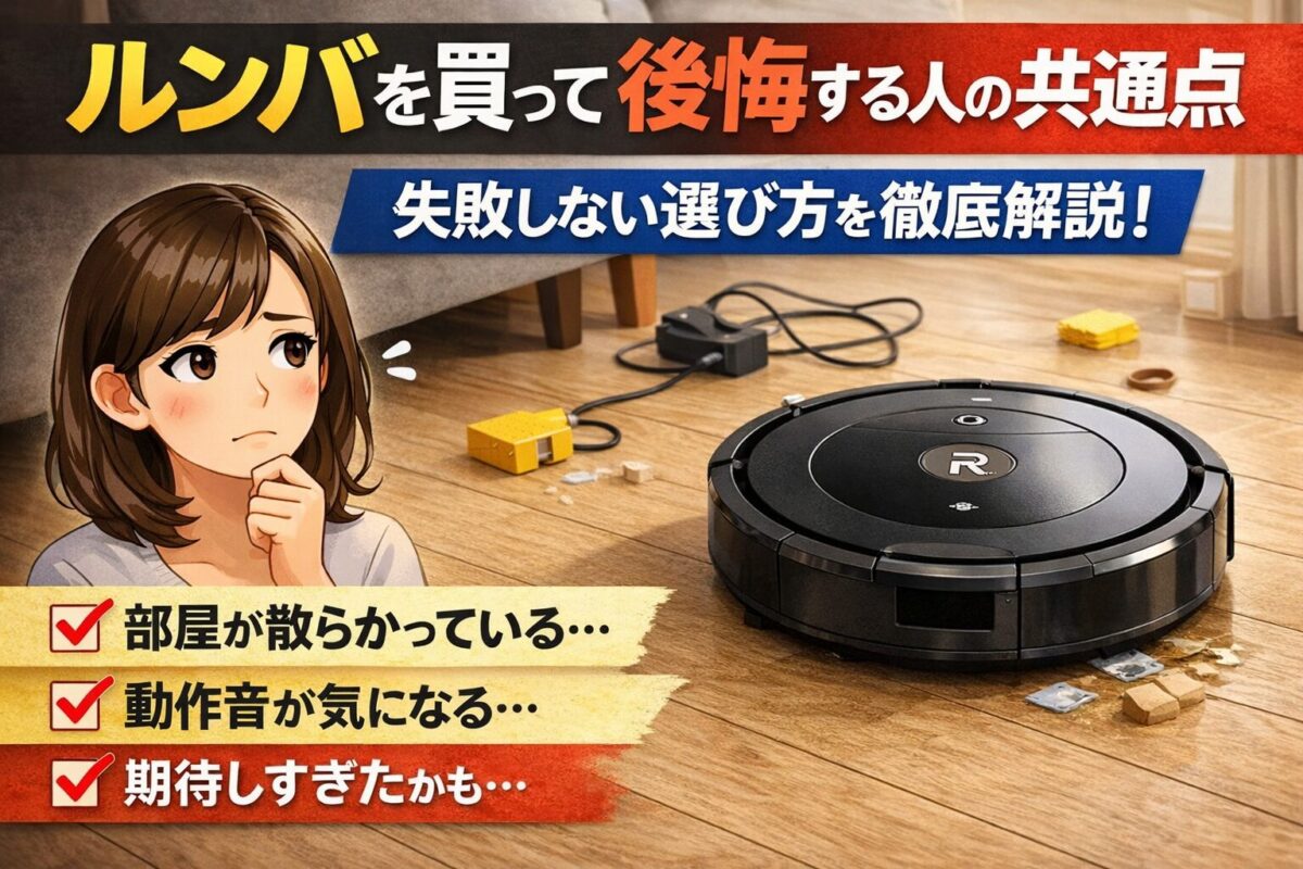 ルンバを買って後悔する人の共通点と失敗しない選び方を解説したアイキャッチ画像