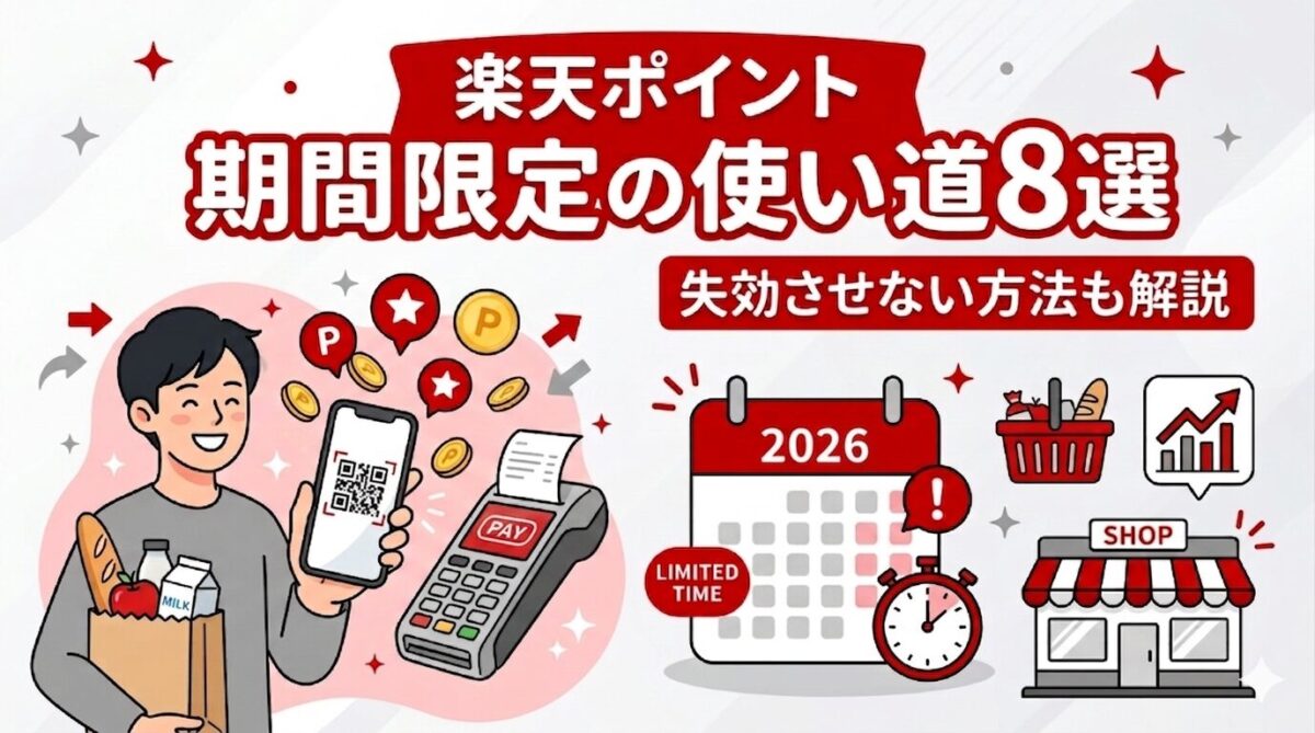楽天ポイントの期間限定と通常ポイントの使い道を解説するイメージ図